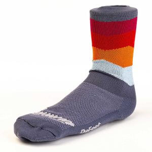 Cuyuna hills of red dirt gold sock. Gray, Cyan, Orange, Red, and Maroon complete this colorful and clean design both fitting for an after-hours spin on the red dirt mountain bike trails or a board meeting presentation during the daily grind.