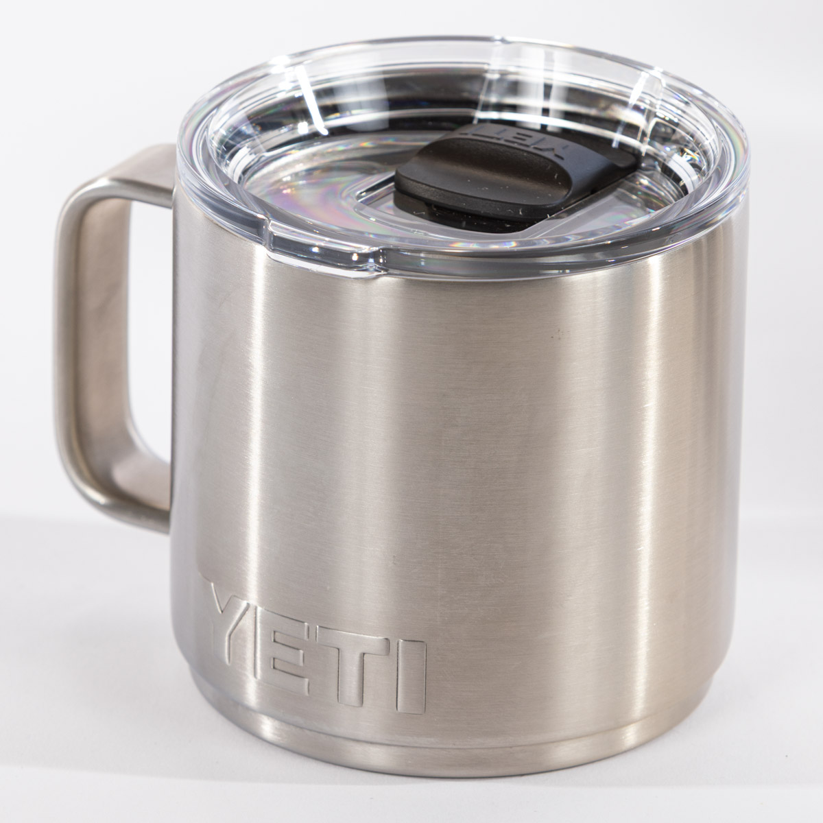 Cuyuna YETI Rambler 14 oz Camp Mug – stainless steel Cuyuna mug with compass logo and handle.