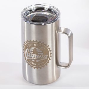 Cuyuna YETI Rambler 24 oz Bottle – stainless steel Cuyuna water bottle with laser-etched Cuyuna Adventure Town USA logo.